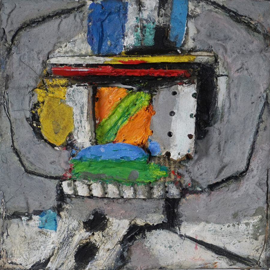 Menno Fahl, Kleiner Schachtelkopf, 2025, Materialbild, 20x20x3 cm